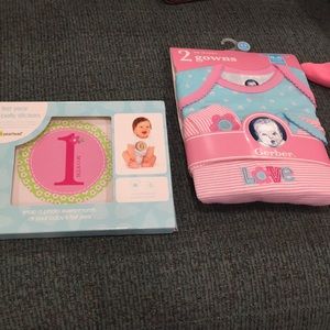 Baby girl gowns and belly stickers